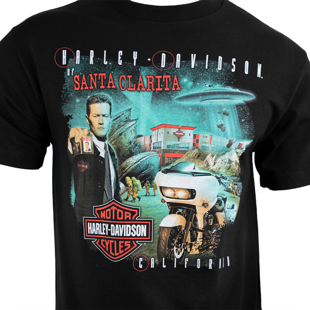 Harley-Davidson® of Santa Clarita Shirt Short Sleeve UFO Detective Files  Black